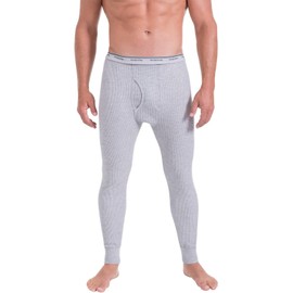 Fruit of the Loom Men's Classic Midweight Waffle Thermal Underwear Bottoms (1-Pack), Light Grey Heather, 4X-Large