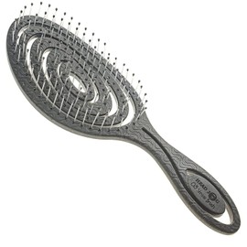 Head Jog 08 Paddle Brush Flexible Soft Pin Bristles, Detangling Wet Or Dry Hair. Gentle Brushing Straw Brush. Detangle Round Brush for Straight, Curly & Wavy Hair. (Monochrome Collection Graphite)