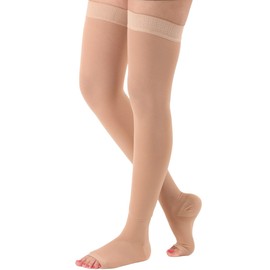ABSOLUTE SUPPORT Wide Toeless Compression Socks for Women & Men 20-30mmHg - Unisex Opaque Compression Stockings for Edema, Phlebitis, Chronic Venous Insufficiency, Hemarthrosis - Beige, 3X-Large