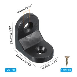 PATIKIL Plastic Corner Braces 0.92x0.92x0.65, 20 Pack L-Shape Bracket Right Angle Board Holder Shelf Support with Screws for Fixing Drawer Wood Shelves Cabinet Frame, Black