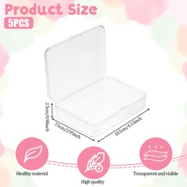 Jeffdad Pack of 5 Small Storage Boxes, Transparent Plastic Box with Lid, Playing Cards Box, Empty Card Box, Plastic Case for Bank Cards, Business Cards, Playing Cards, Beads, Jewellery