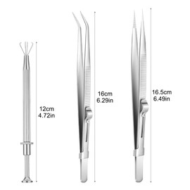 3pcs Piercing Ball Holder Tool Piercing Ball Grabber Diamond Tweezers Piercing Grabber Piercing Tools Stainless Steel Jewelry Piercing Kit Pick up Tool for Grasping Precision Parts,Screws,Diamonds