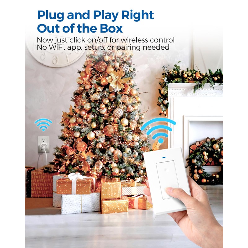 Remote Control Outlet, WILAWELS Wireless Light Switch, Removable Remote Light