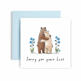 Huxters Sympathy Card for Sorry for Your Loss Condolences Thinking of You Losing Your Sorry for Your Loss Sending Hugging Bears Never Forgotten - 14.8cm (Sorry for Your Loss)