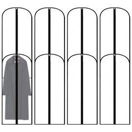 8 Pcs Translucent Garment Bags, 60x120cm Waterproof Dustproof Clothes Cover