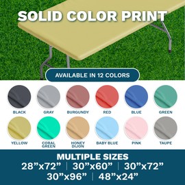 Sorfey Tablecloth -Fitted with Elastic, Vinyl with Flannel Back, Fits for Table 30"x 72" Rectangle,Water Proof, Easy to Clean, Solid Burgundy Design