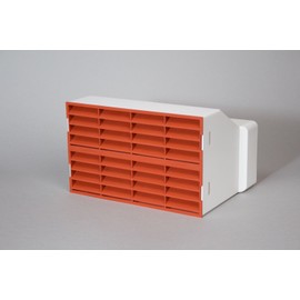 NaplesUK 220mm x 90mm Megaduct Flat Channel Ducting Double Airbrick Adaptor - White with Two Terracotta Grille Inserts