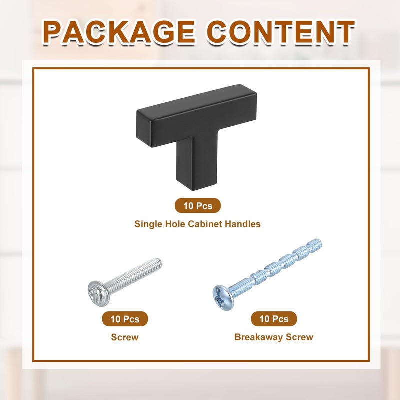 sourcing map 10 Pack Single Hole Cabinet Handles, 2"/50mm Square