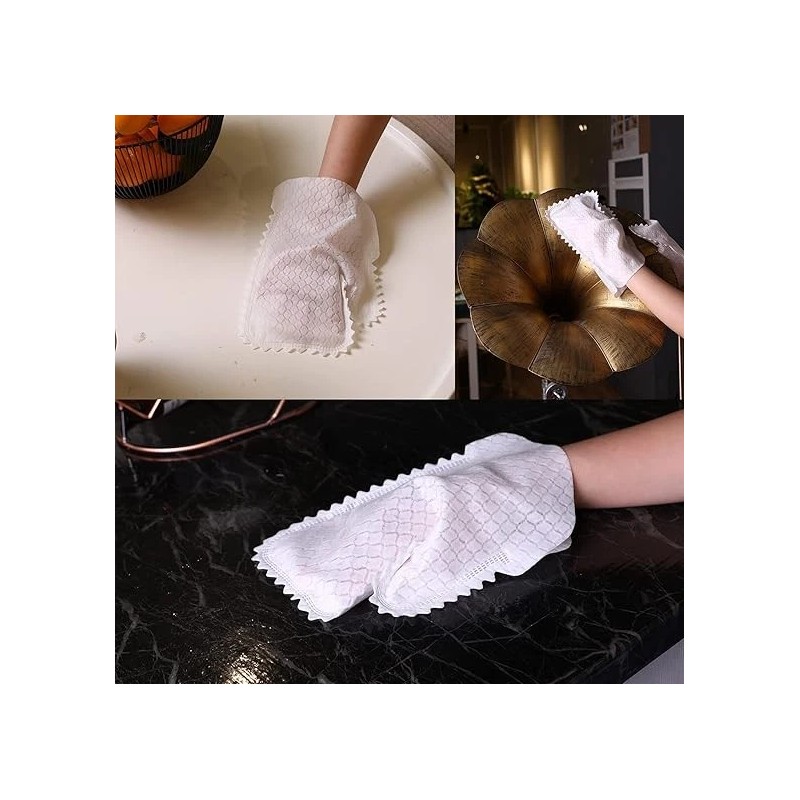 Patelai 60PCS White Microfiber Dusting Gloves Dual-Sided Cleaning Mitts