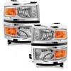 for 2014-2015 Chevy Silverado 1500 Pickup Headlights Assembly Halogen Factory OE Style Chrome Housing Replacement Driver and Passenger Side Pair