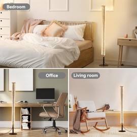 NUÜR Modern Floor Lamp, Cylindrical Tube Design, Dimmable Standing Lamp with Remote Control, Stepless Adjustable Colours & Brightness, Industrial Lighting for Living Room, Bedroom, Office