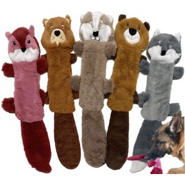 Jalousie 5 Pack Stuffingless Dog Squeaky Toys Dog Toy w/Durable Liner No Stuffing Dog Toy - Dog Toys Crinkle Paper Squeaker Toy for Medium Large Dogs (5 Pack - Color 4 - Squeaky)