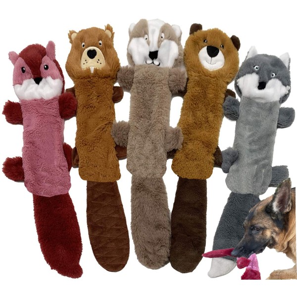 Jalousie 5 Pack Stuffingless Dog Squeaky Toys Dog Toy w/Durable