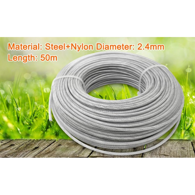 Akuoly Grass Strimmer Line Nylon Steel String Trimmer Spool 2.4mm