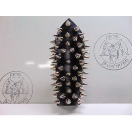 metaldevastation.com TSJUDER..   LEATHER SPIKED GAUNTLET BULLDOG SPIKES . BLACK METAL (MDLG0187) - RIGHT, LACES, SMALL  (unisex sizes)