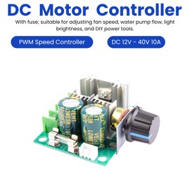 LAOMAO DC Motor Controller, DC 12V - 40V 10A PWM Speed Controller, with Fuse, Ideal for Controlling Fans, Pumps, Lighting and DIY Power Tools