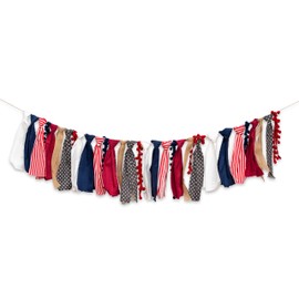 Upfirst 4th of July Patriotic Fabric Garland Banner