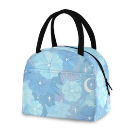 Lunch Bag Box for Women Men Light Blue Flowers Hibiscus Pattern Reusable Insulated Lunch Bags for Work, Leakproof Cooler Lunch Tote Bag, Lightweight for Travel Picnic