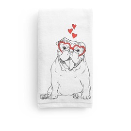 Inkopious Valentines Tank The English Bulldog Decorative Valentine's Day Hand Towel