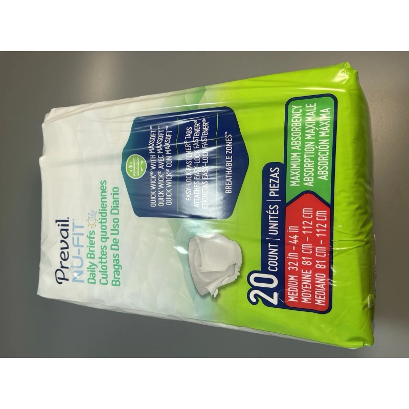 Prevail NU-FIT Medium Daily Briefs - 20 Count | Incontinence