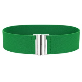WHIPPY Wide Elastic Stretchy Belts for Women - Trimmer Stretch Waistband Retro Waist Belt Green L