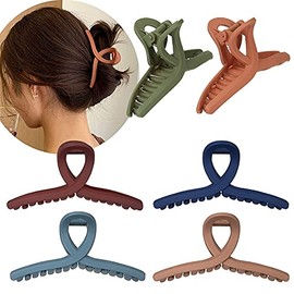 Belicia Hair Claw Clip 6 Color Hair Jaw Clamp Clips 4.3 Inch Nonslip Hair Claw Strong Hold Matte Butterfly Clip Clamp Hair Styling Accessories for Women Girls Thin Thick Fine Hair