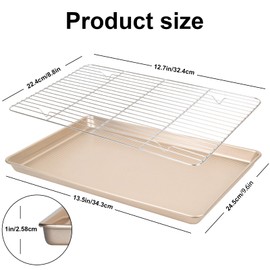 Tikuns Baking Sheet and Rack Set Stainless Steel Kitchen Nonstick Baking Pan Cookie Sheet with Cooling Rack (1 Pan + 1 Rack, 13.5 * 9.5in)