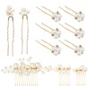 Gnognauq 11 pcs Pearl Hair Pins Hair Combs Bridal Pearl