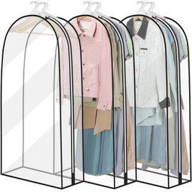 YYDSLEE Waterproof Transparent Garment Bags Suit 3 Pieces 60 x 102 cm Suit Bag Cover with Zip for Suits Dresses Coats Jackets Shirts Moth Protection Suit Bag Storage Clothes Cover