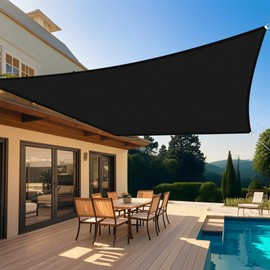 Shade&Beyond Custom 9'x21' Sun Shade Sail Canopy Rectangle UV Block Breathable Curved Sunshade for Backyard Yard Deck Outdoor Facility and Activities, Black (We Make Custom Size)