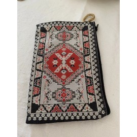 Gold Rosary Pouch 2 Sided Zippered Icon Cloth Case Coin Bag Gift 359