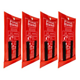 FLASLD 4 Pack Fire Blanket for Home and Kitchen, 40x40 Inch Fiberglass Fire Blankets Emergency for People, Fire Suppression Blankets for School Fireplace Grill Car Office Garage Welding Warehouse