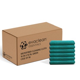 EvaClean Essentials Premium Microfiber Cleaning Cloth 16"x16" - Reusable, Washable, Non-Scratch, Microfiber Towels for Cleaning, Dusting, Polishing, High Absorbency & Durability, Green, 96-Pack