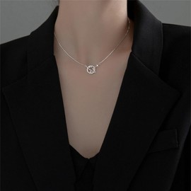 Planet Cubic Zirconia Pendant Necklace for Women 925 Sterling Silver Hypoallergenic Fashion Minimalist Galaxy Saturn Necelaces Dainty Fashion Lightweight Wedding Birthday Jewelry Gifts (Silver)