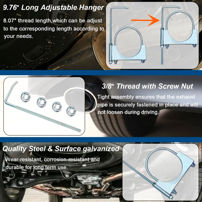 CAROTUPY 4" Exhaust Clamp With Hanger, Universal Pipe Muffler Hanger