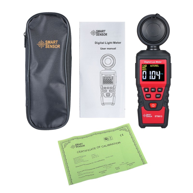 SMART SENSOR ST6813 Handheld Illuminometer LCD Color Screen Digital Illuminance