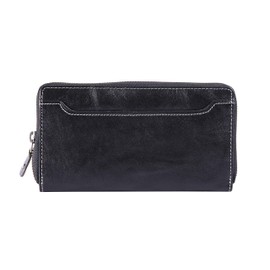 Alpenleder Edelweiss Purse - Genuine Leather Wallet - High-Quality Brown Vintage Leather Wallet with RFID Protection and Many Compartments for Women (19 x 11 x 2 cm), ebony, Classic