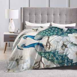 Peacock Blanket Peacock Fleece Throw Blanket Super Soft Warm Cozy Fuzzy Plush Blanket Gifts for Girls Boys Kids Room Decor 40"X50"