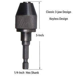 Eyech 0.6-6.5mm Keyless Drill Chuck Conversion Tool 1/4-Inch Hex Shank Quick Change Adapter Converter Chuck for Electric Screwdriver Impact Driver Adaptor