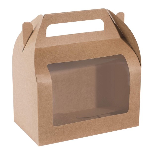 Hammont Kraft Window Treat Box (10 Pack) Brown Bakery Boxes with Clear Display Window - Perfect for Parties and Celebrations | 6.25” x 3.75” x 3.5”