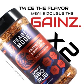 American Meat Magic BBQ Rub | Feast Mode Flavors 10oz Master Edition | The All-American Classic Barbeque Seasoning | Zero Sugar | Low Sodium | Low Calorie | Zero Artificial Fillers Binders or Dyes | Natural Meal Prep Flavoring | Savory Spice Mix That Goe