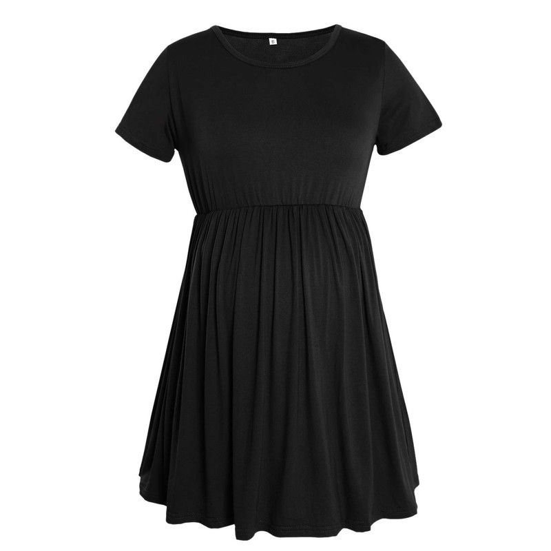 PrettyLife Womens Maternity Pleated Tops Modal Short Sleeve Flattering Pregnancy