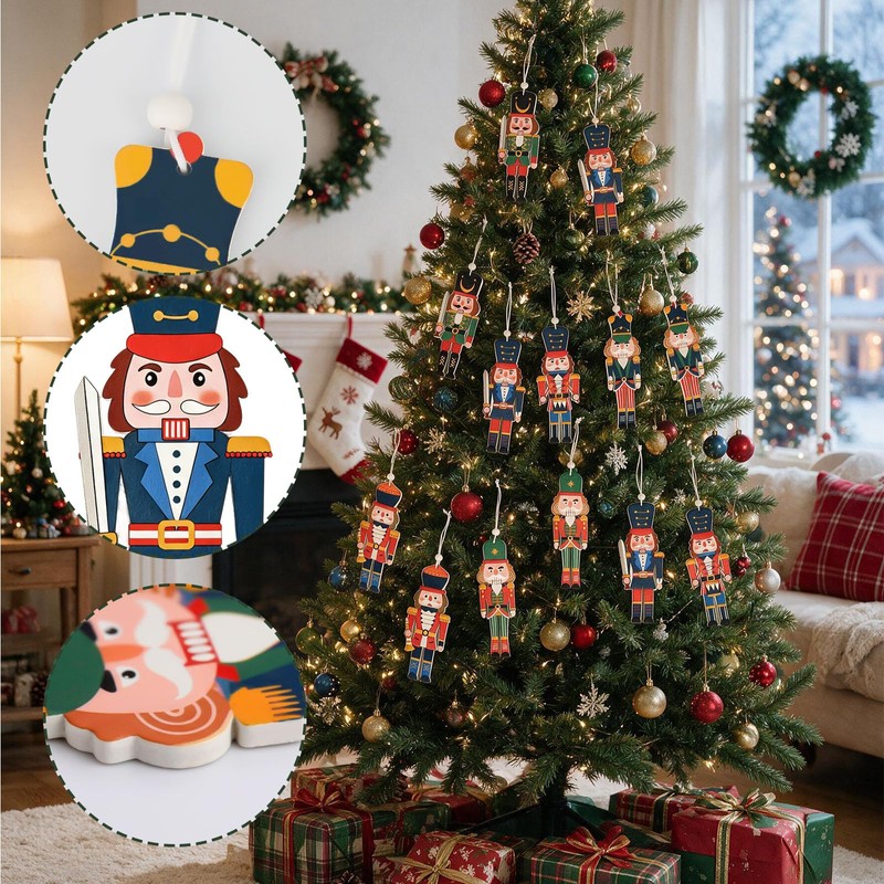 Prmape 12 Pieces Christmas Nutcracker Ornaments 13.5cm, 6 Styles Xmas
