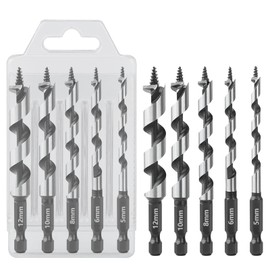 Vearter 5/6/8/10/12mm Set of 5 Hexagonal Shaft Screw Tip Type Impact Drill Set for Woodworking Self Concentration Sawed Tools Solid Wood Medium Fiberboard Particle Board..