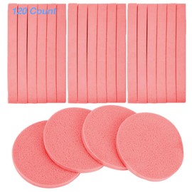 Facial Sponge Compressed 120 Count,Makeup Remover Wash Pads Round Soft Face Cleansing Sponges for Woman Exfoliating Mask,Makeup Removal,Spa Cleaning,Coral Pink