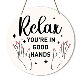 Beauty Room Decor, Salon Decorations for Wall, Salon Decor for Hair Stylist Nail Lash Tech Esthetician, Salon Wooden Hanging Decor, Salon Gifts for Women Beautician Stylist Nail Tech, Relax