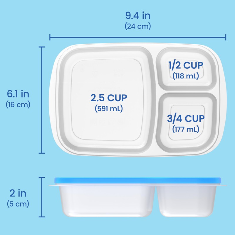 Bentgo Easyboxes - Original Stackable Lunch Boxes - Reusable 3-Compartment
