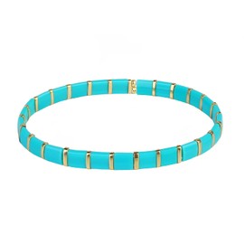 KELITCH Rainbow Stretch Bracelets Elastic Friendship Bracelets Boho Summer Beach Jewelry - 01E