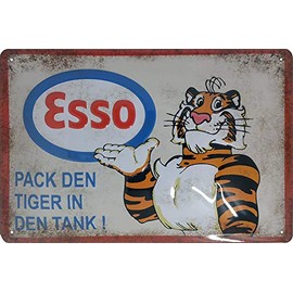 Embossed Retro Tin Sign, Petrol Station Decorative Sign, Suitable for Esso Motorsport Fans, Workshop, Garages Sign, 20 x 30 cm