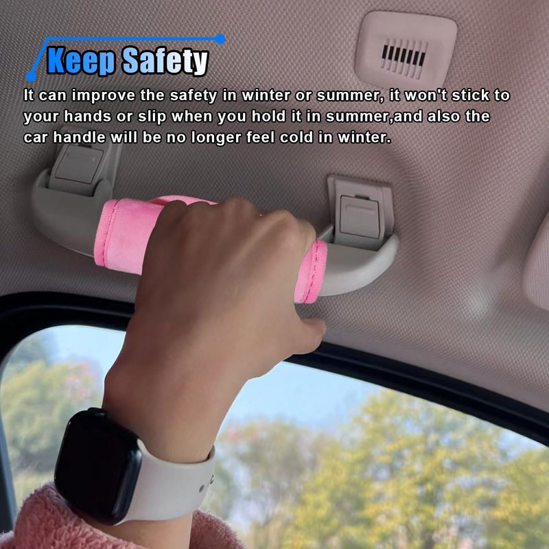 2PCS Car Grab Handle Cover, Soft Plush Car Grip Gloves